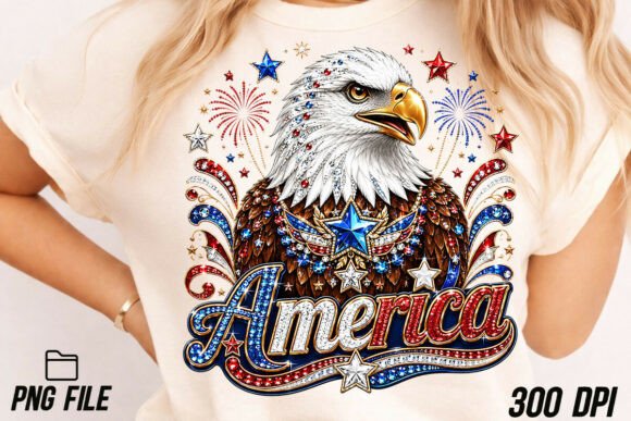 America Jeweled Eagle: The Ultimate 4th of July PNG Asset