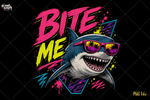 Bite Me Retro Shark 80s Sunglasses PNG: A Bold Graphic for Attitude-Driven Brands
