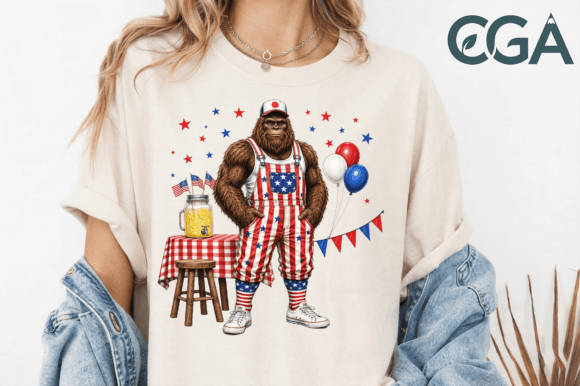 Celebrate the Fourth with Patriotic Bigfoot PNG