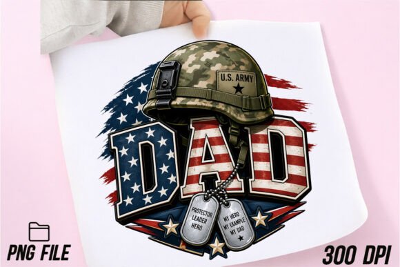 Dad Camo Army Helmet USA Flag Dogtag PNG: Design Ideas