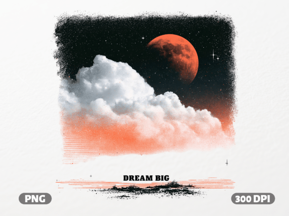 Dream Big Moon and Clouds Aesthetic PNG: Elevate Your Creative Projects