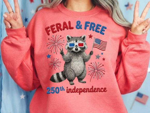 Feral Raccoon USA 250 Tshirt Png: A Patriotic Graphic for Independence Day