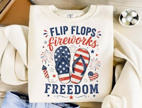 Flip Flops Fireworks Freedom: Your Go-To Patriotic PNG