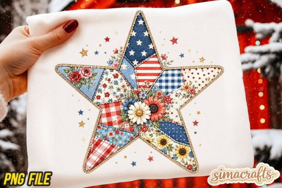 Floral USA Patchwork Star PNG: Design & Branding Guide