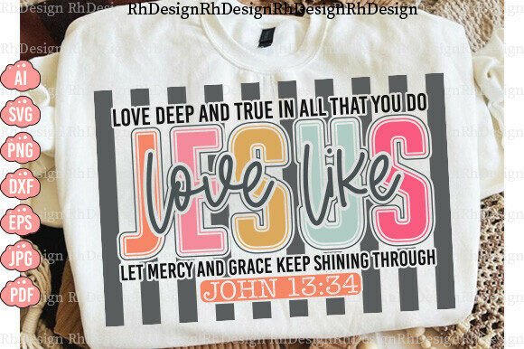 Love Like Jesus SVG John 13:34 Bible PNG for Faith-Based Design