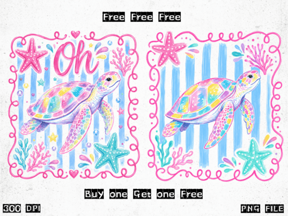 Oh Turtle Preppy PNG: Cute Turtle PNG for Summer Designs
