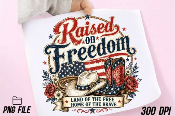 Raised on Freedom PNG: Western Patriotic Design Assets