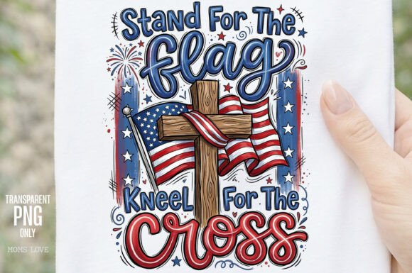 Stand for the Flag Cross Sublimation PNG: Faith Meets Patriotism