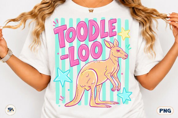 Toddle Loo Kangaroo Preppy Funny Stripes: A Retro-Modern Design Asset